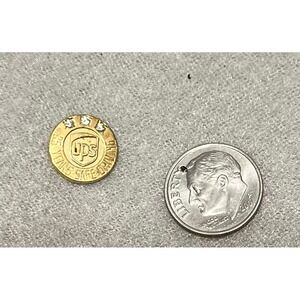 UPS Safe Driving 25 Years Lapel Pin Gold Tone 3 Stone Service Award Recognition